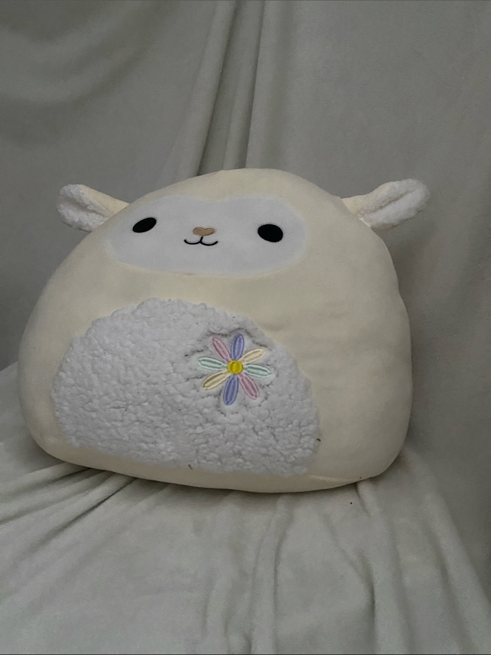 Squishmallows Cream Lamb Pillow with Pastel Flower